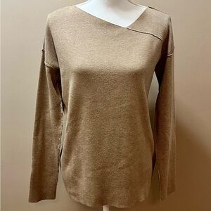 Hem and Thread Asymmetrical Tan Sweater Size Small